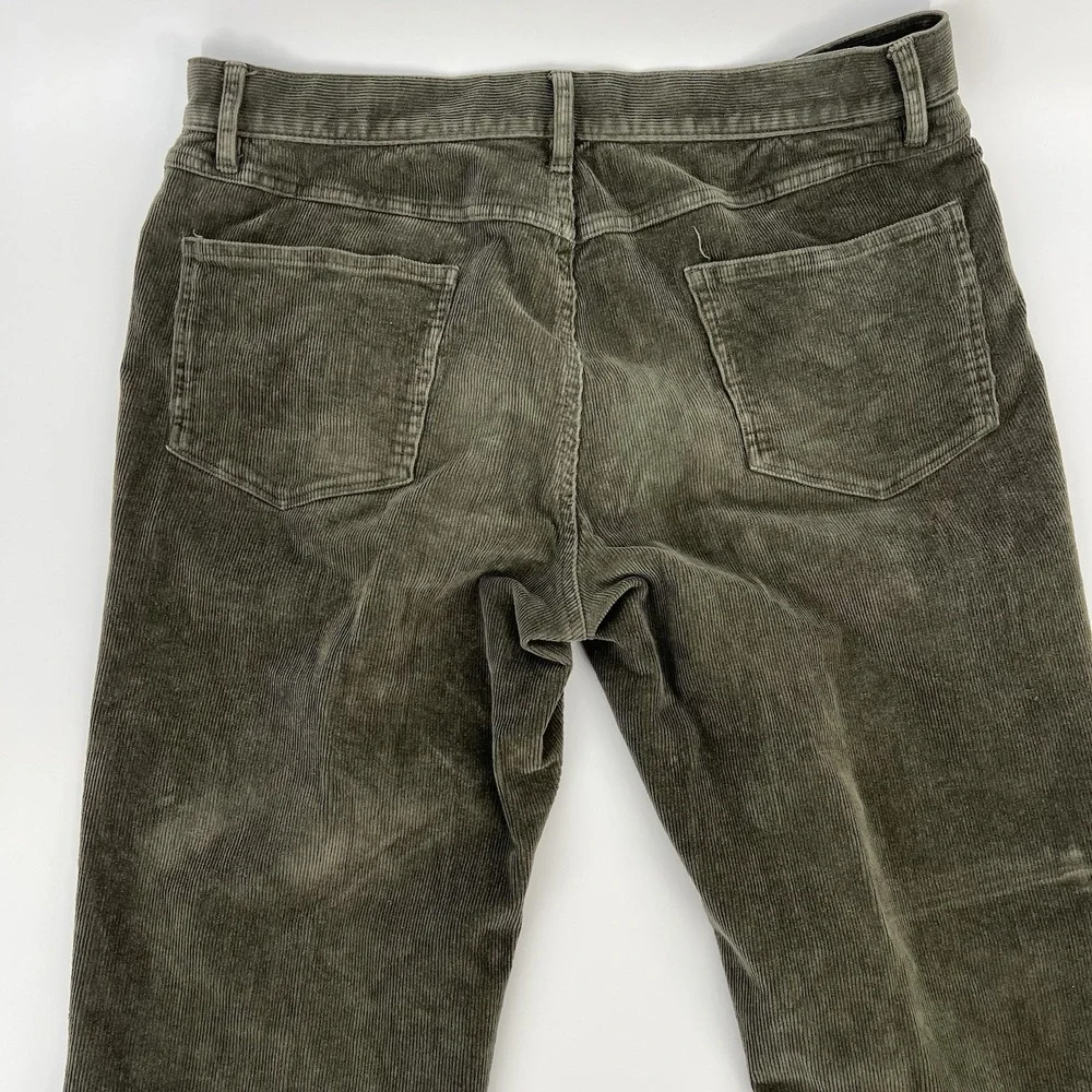 Jos A Bank Corduroy Pants Mens 35 x 32 Flat Front Straight Leg Khaki Green